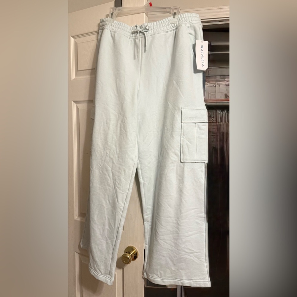 Athleta Easy Fleece Glacier Straight Leg Cargo Pant Jogger